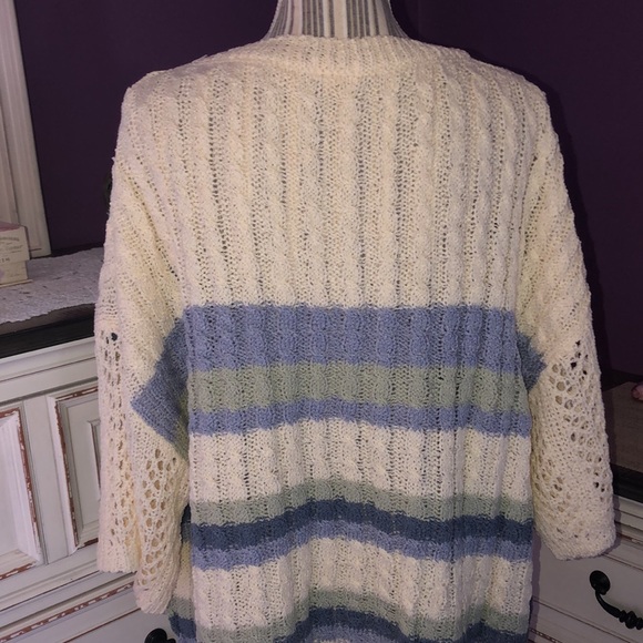 POL Oversized Stripe Crochet Bell Sleeve Sweater - Picture 6 of 10